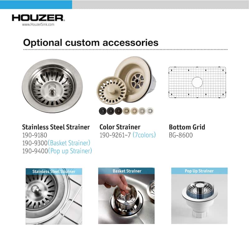 Houzer PTU-3600 Platus 32" Undermount Single Basin Fireclay Kitchen