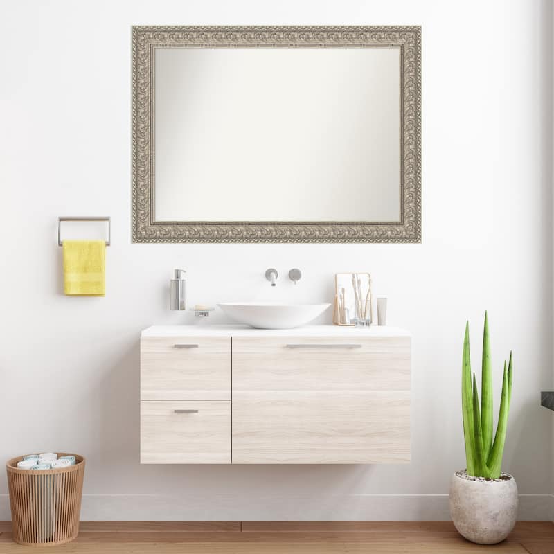 Sydney Silver Non-Beveled Framed Bathroom Vanity Wall Mirror - Sydney Silver