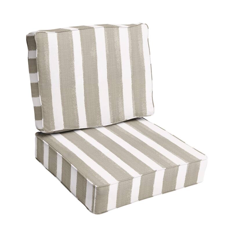Sorra Home Tan and White Stripe Indoor/Outdoor Corded Deep Seating Cushion Set