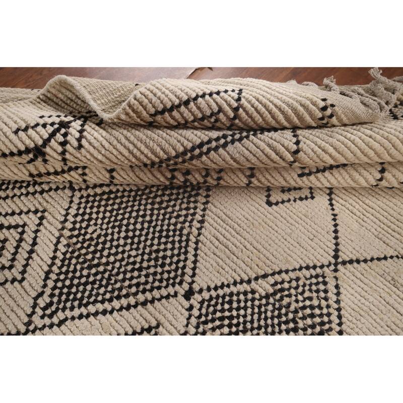 All-Over Trellis Moroccan Area Rug Handmade Wool Carpet - 5'7"x 9'4"