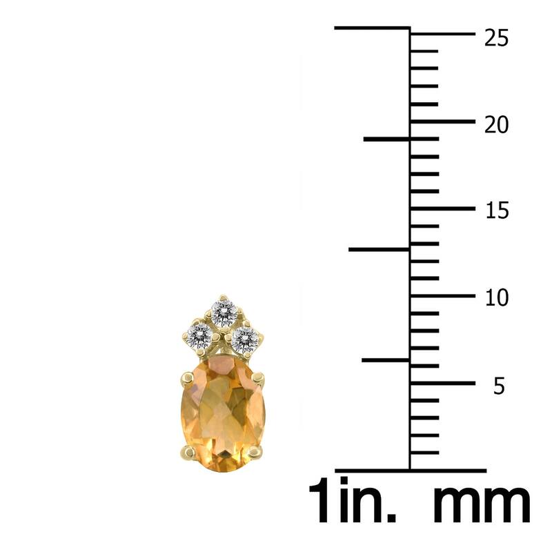 Marquee 14K Yellow Gold 8x6MM Oval Citrine and Diamond Earrings