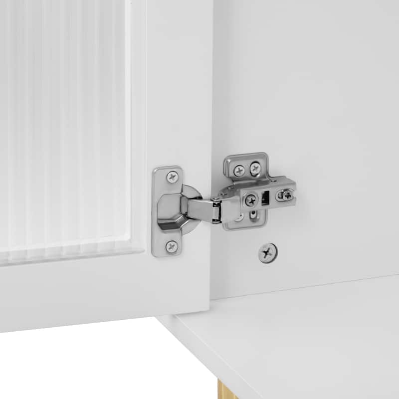 78.7" Modern TV Stand with Fluted Glass Doors, Metal Legs, 2 Drawers and 2 Cabinets, Media Console for TVs up to 80"