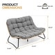 preview thumbnail 15 of 48, Double Papasan Chair Loveseat with Cushion, All-weather PE Rattan and Metal Frame for Indoor Outdoor