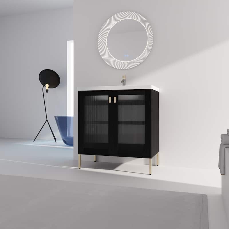 GDFStudio - Eliana Modern Freestanding Bathroom Vanity with Soft-Close Doors and Ceramic Sink