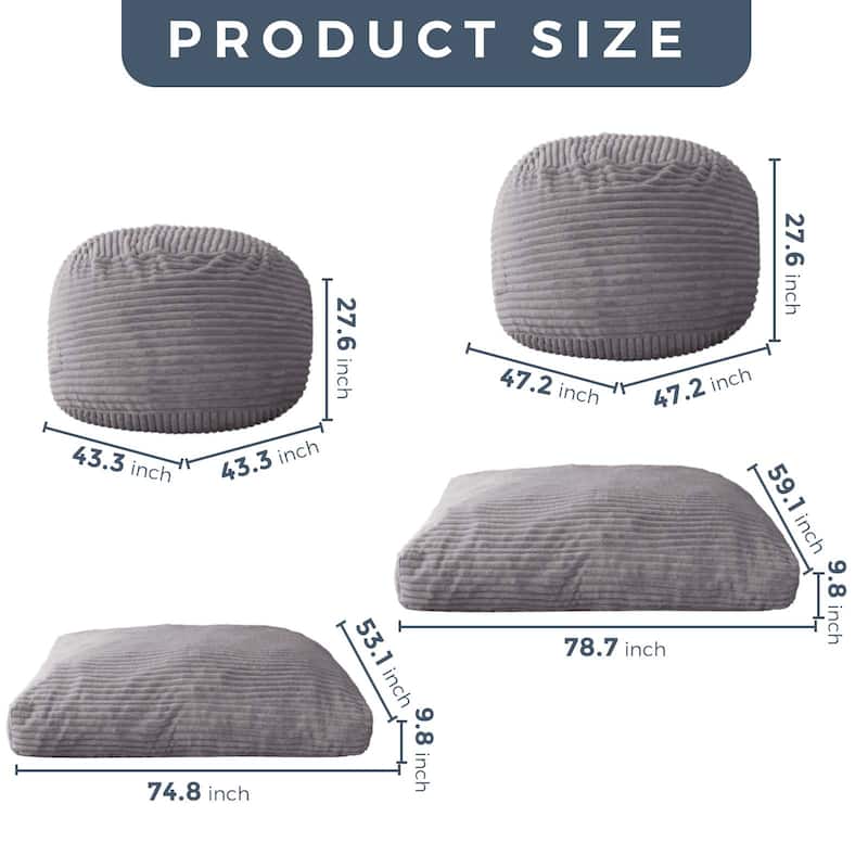 Thick striped Convertible bean bag bed
