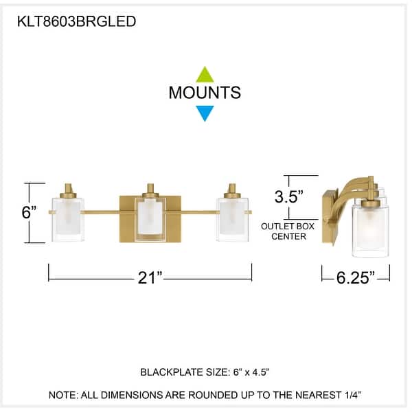 Kolt 3-Light Brushed Gold Bath Light