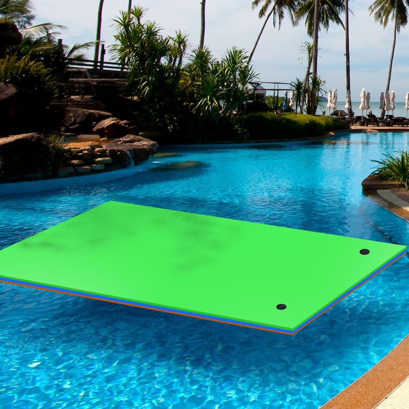 Moasis 12' X 6' Lily Pad Floating Mat Water Mat Inflatable Rafts Lily Pad Pools Beach XPE Floating Island - 12' X 6' - Green-Blue