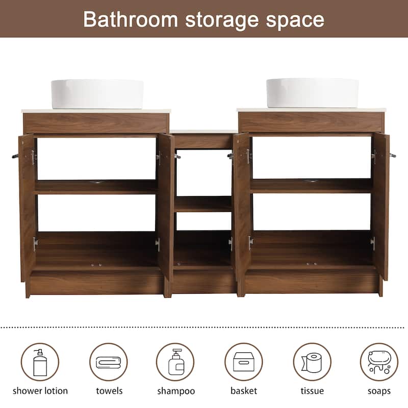 Malwee 24"/36"/48"/60" FreeStanding Bathroom Vanity, Floor Stand Bathroom Vanity with Ceramic Sink,Soft Close Door and Shelf