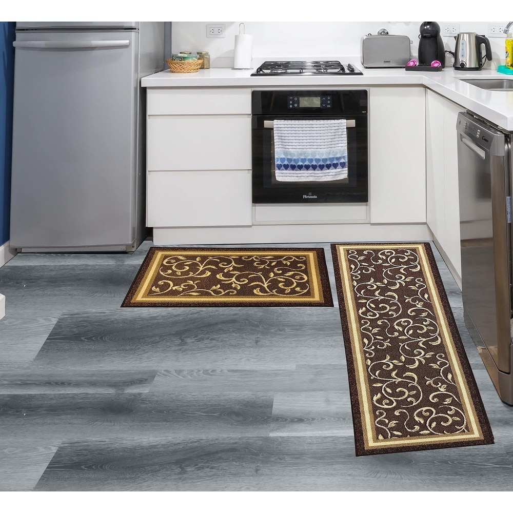 2 PCS Non-Slip Kitchen Floor Mat 20x47+20x30