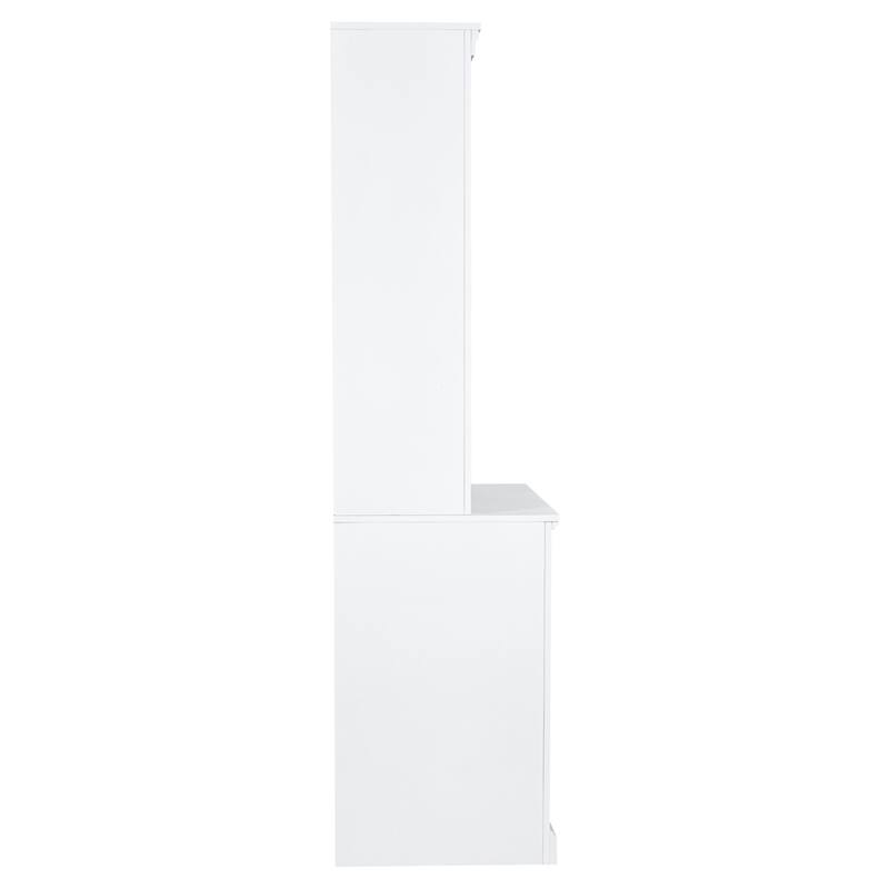 83.4"Tall Storage Bookshelf with LED Lighting, 2 Doors and 1 Drawer