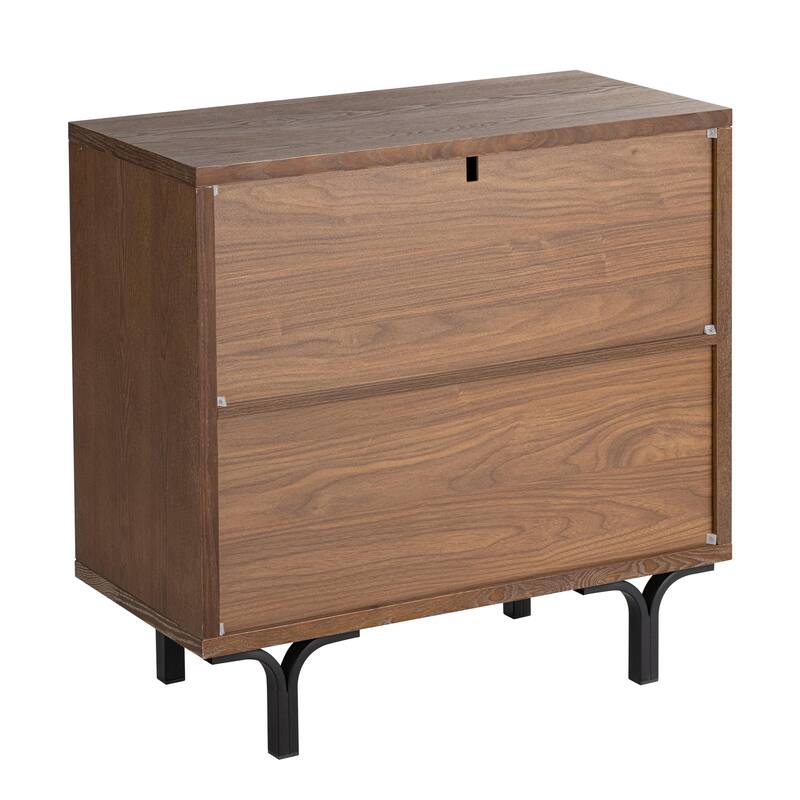 COZAYH Farmhouse Nightstand, Accent Wooden Storage with Circle Pattern and Radioactive Wood Lines, Mid-century Dresser