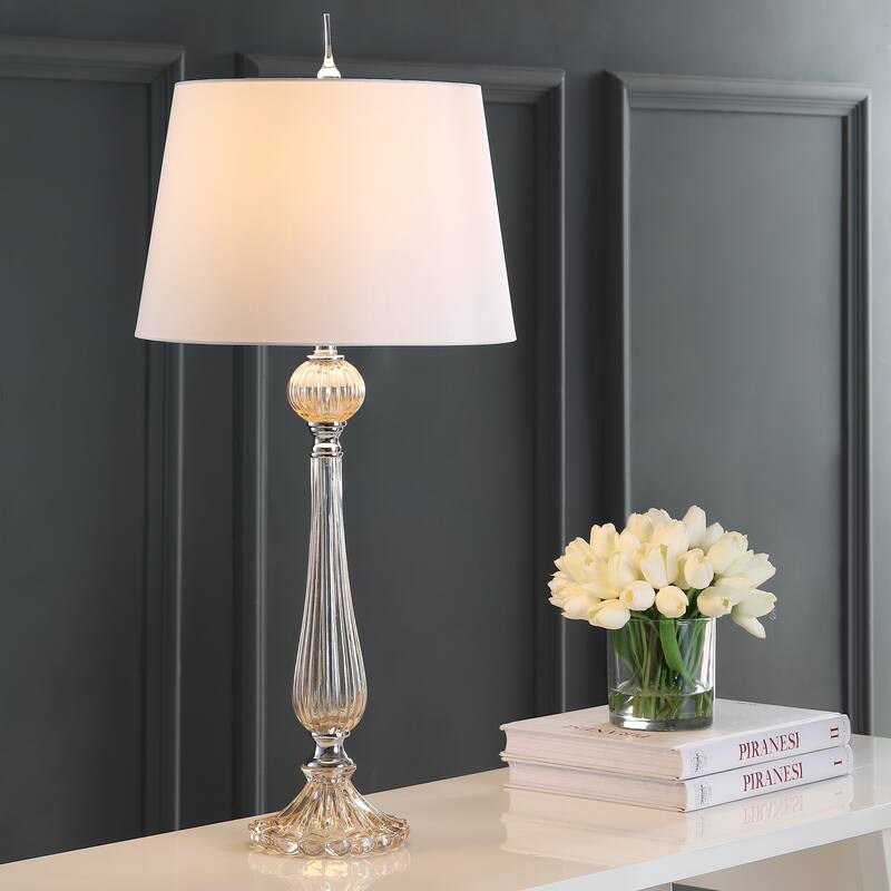 Caterina 32.5" Glass LED Table Lamp, Champagne (Set of 2) by JONATHAN Y - Champagne
