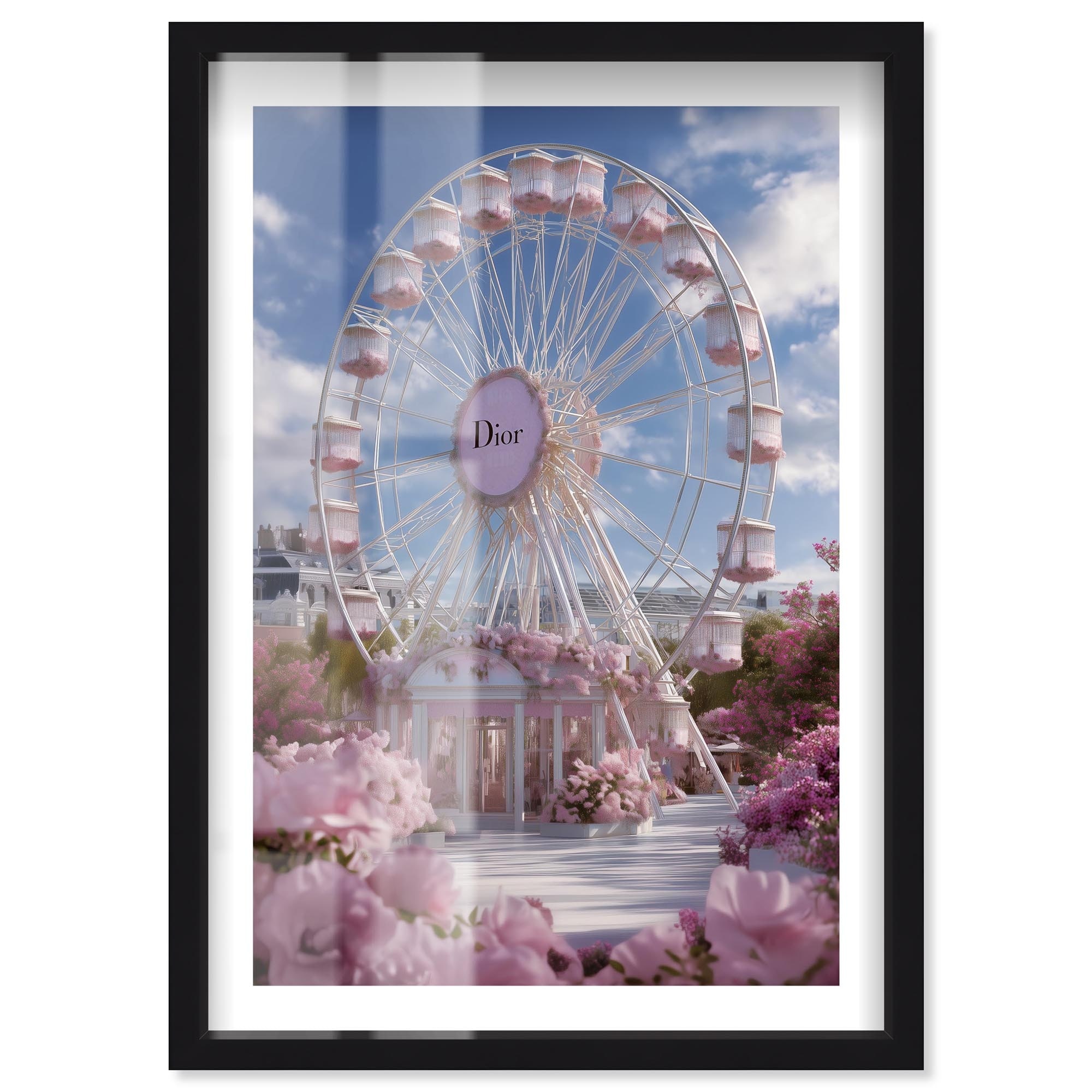 Ferris Wheel in Full Bloom Glam Decor Shadowbox Print by Notoriart