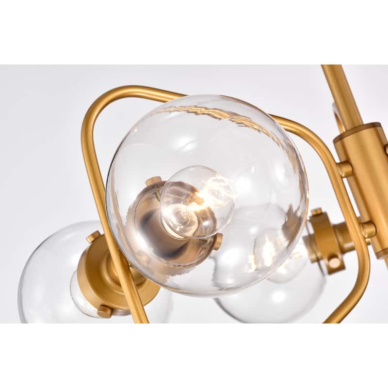 Jayda 6-Light Geometric Metal Frames Semi-Flush Mount with Glass Globe Shades