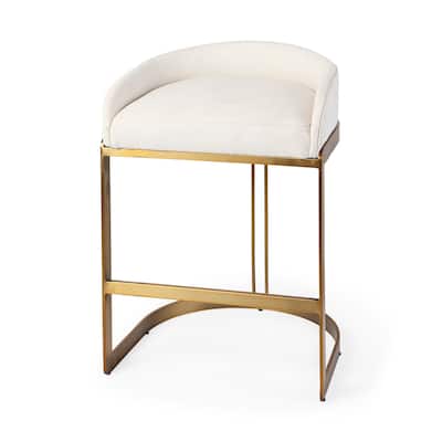 Hollyfield Cream Fabric Seat with Gold Metal Frame Counter Stool