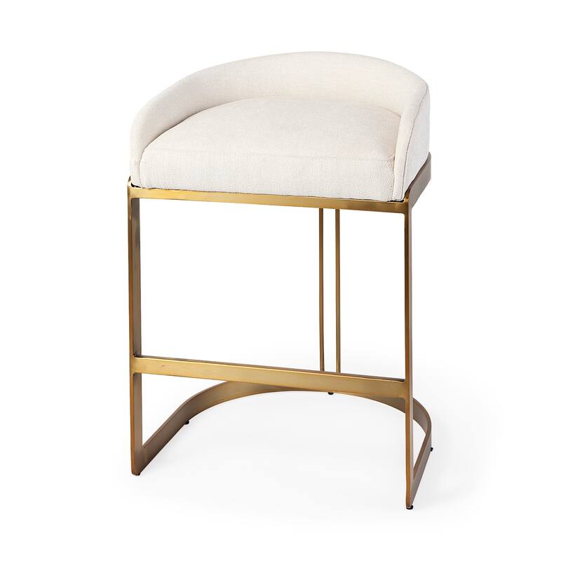 Hollyfield Cream Fabric Seat with Gold Metal Frame Stool