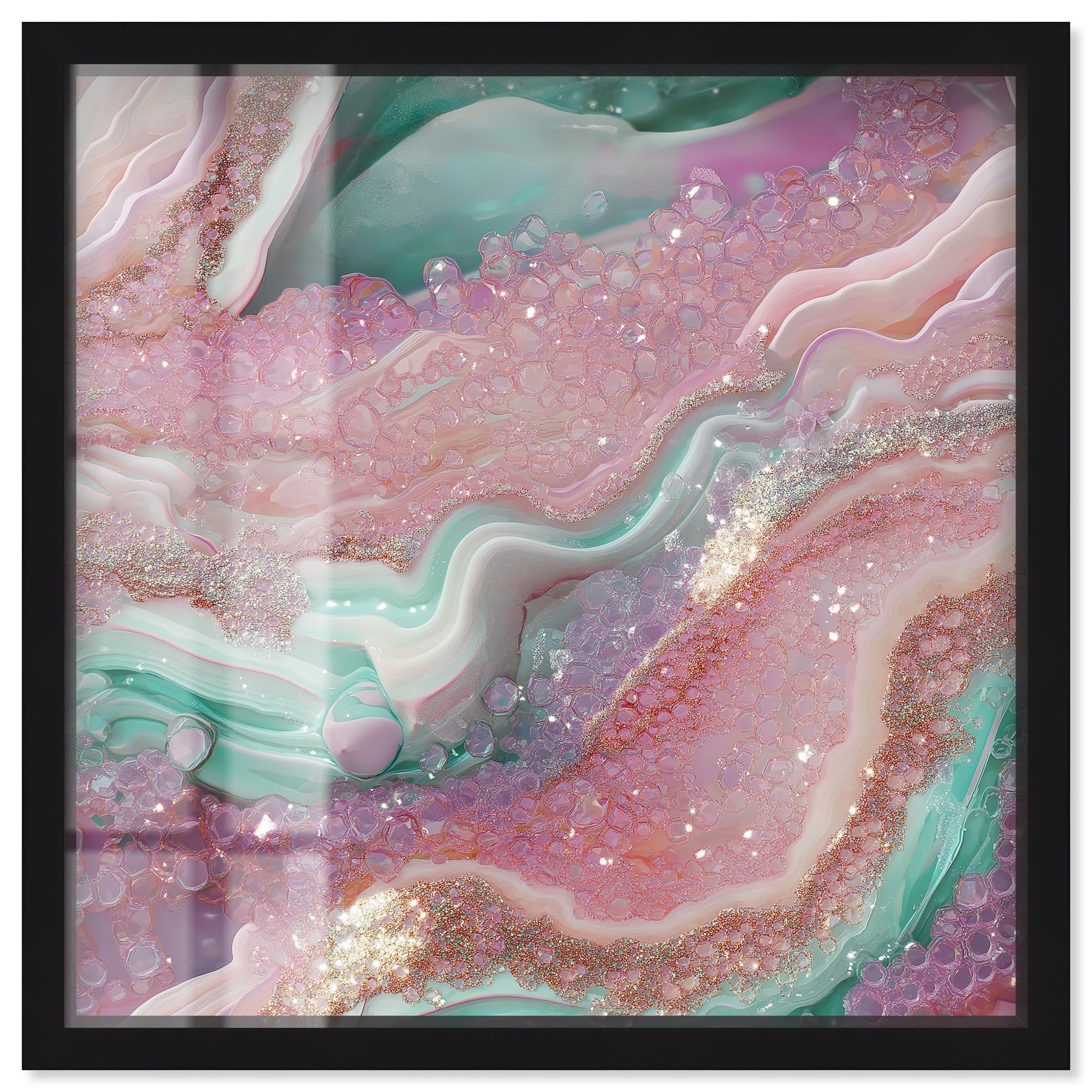 Pink and Mint Crystal III Shadowbox by Art Remedy