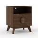 preview thumbnail 10 of 23, Fluted Nightstand with Charging Station, Modern 19.6in Wide End Table Wood Bedside Table with 2 Drawers for Bedroom Brown - 1pc