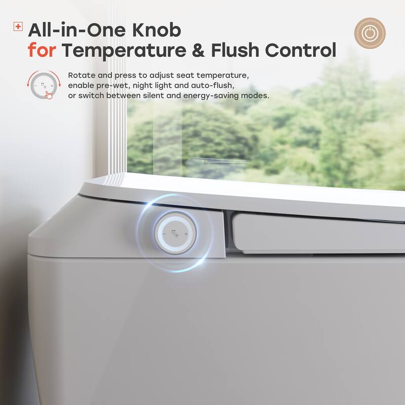 HOROW T32 Elongated Smart Toilet 1.1 GPF in White with Heated Seat, Auto Flush, Build-in Tank, Pump and Night Light