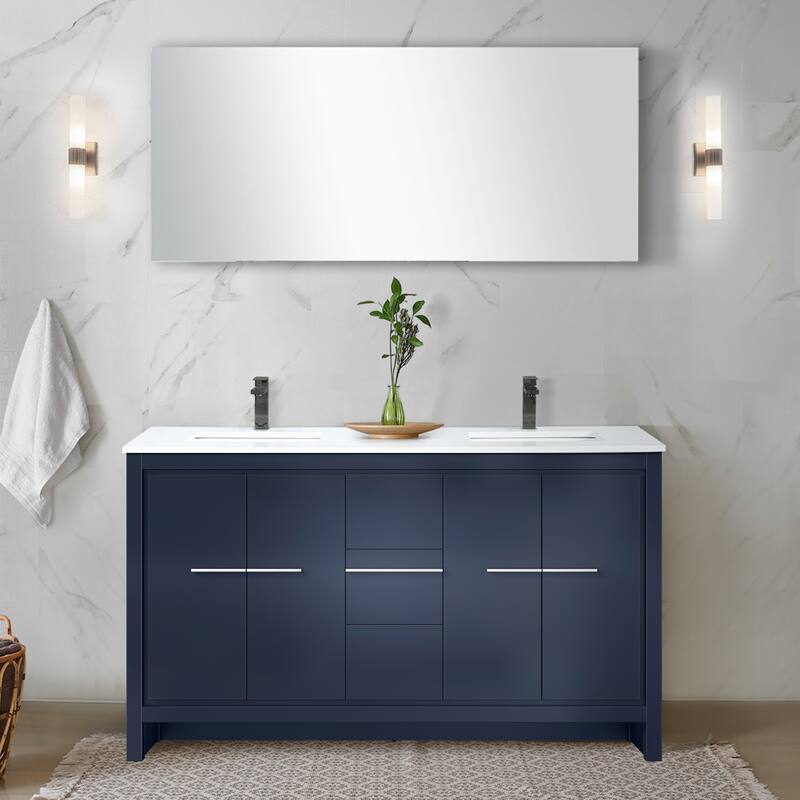 Lafarre Bath Vanity with Quartz Top, Sink, Mirror and Chrome Faucet