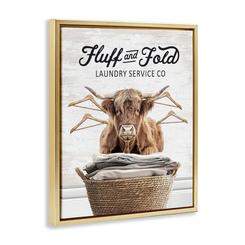 Stupell Vintage Fluff & Fold Cattle Framed Floater Canvas Wall Art Design By Lettered and Lined