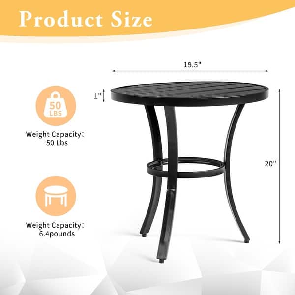 dimension image slide 0 of 4, Metal Outdoor Round Side Table, Patio Coffee Bistro Table for Indoor Outdoor