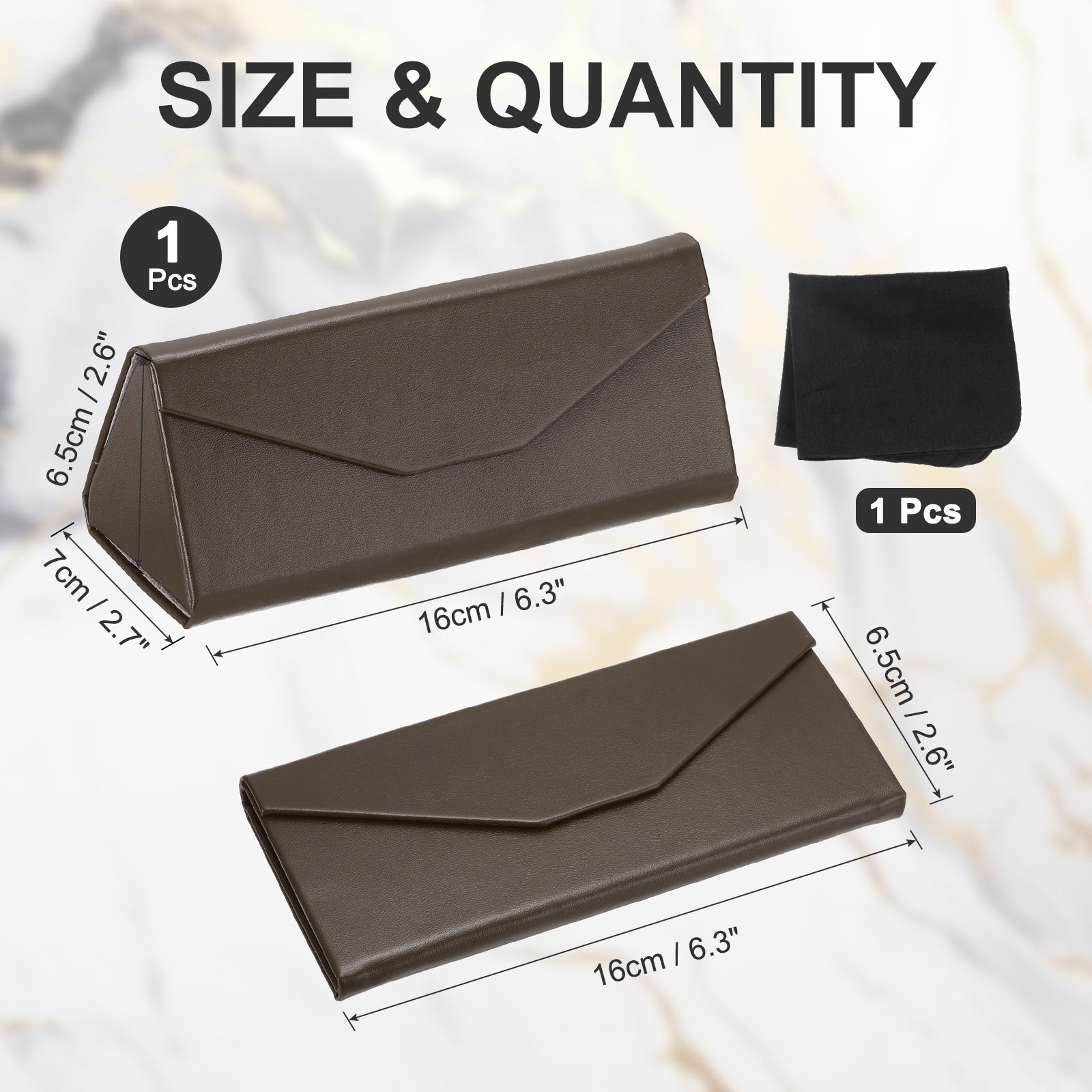 Foldable Glasses Case, PU Leather Hard Eyeglass Case with Soft Cloth for Women Man