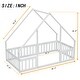 preview thumbnail 30 of 50, Pine Wood House-Shaped Floor Bed Frame with Fence & Guardrails for Kids Girls Boys, No Need Spring Box