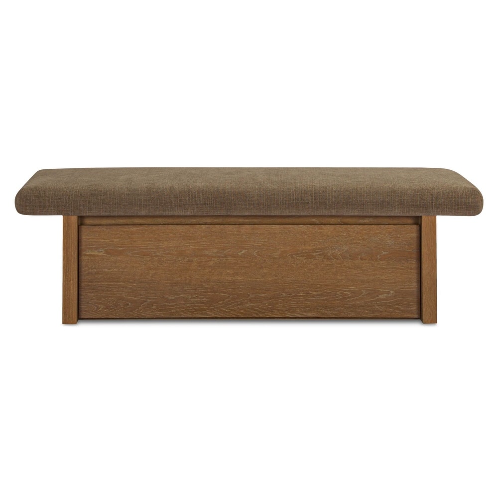 Title: NADAAL STUDIOS Nadaal Orielle Storage Bench, Linen‑Blend Chenille Seat with Oak Veneer Base Oat