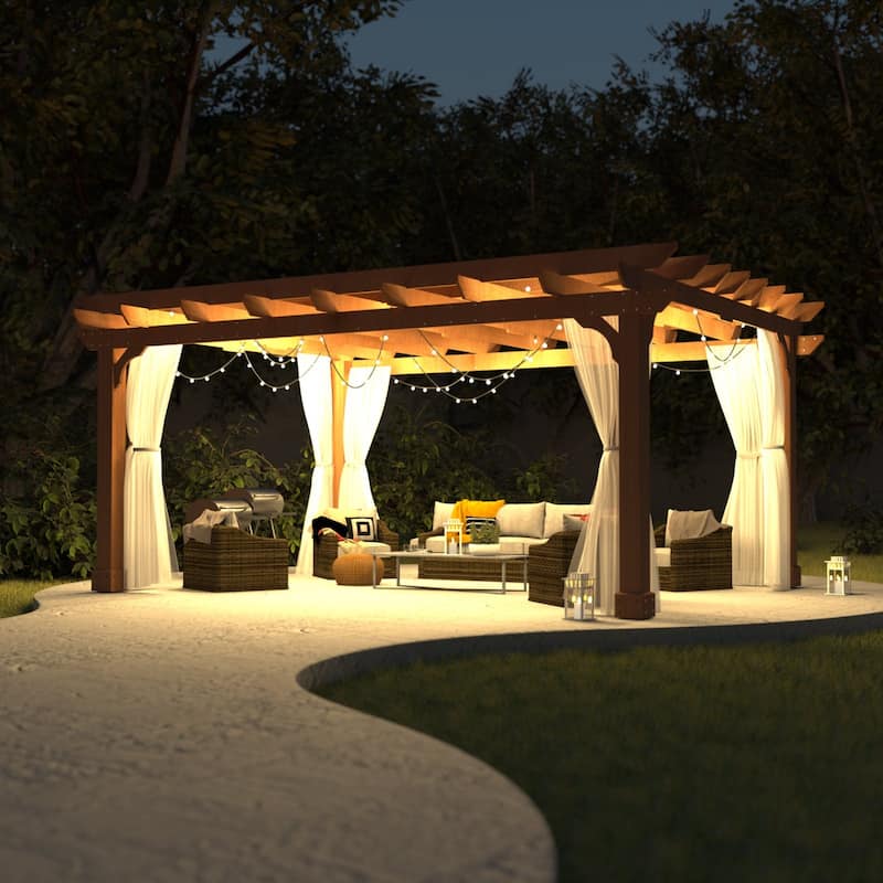 VEIKOUS Outdoor Cedar Wood Pergola Gazebo Kit with Flat Roof Trellis for Patio, Deck, Garden and Backyard
