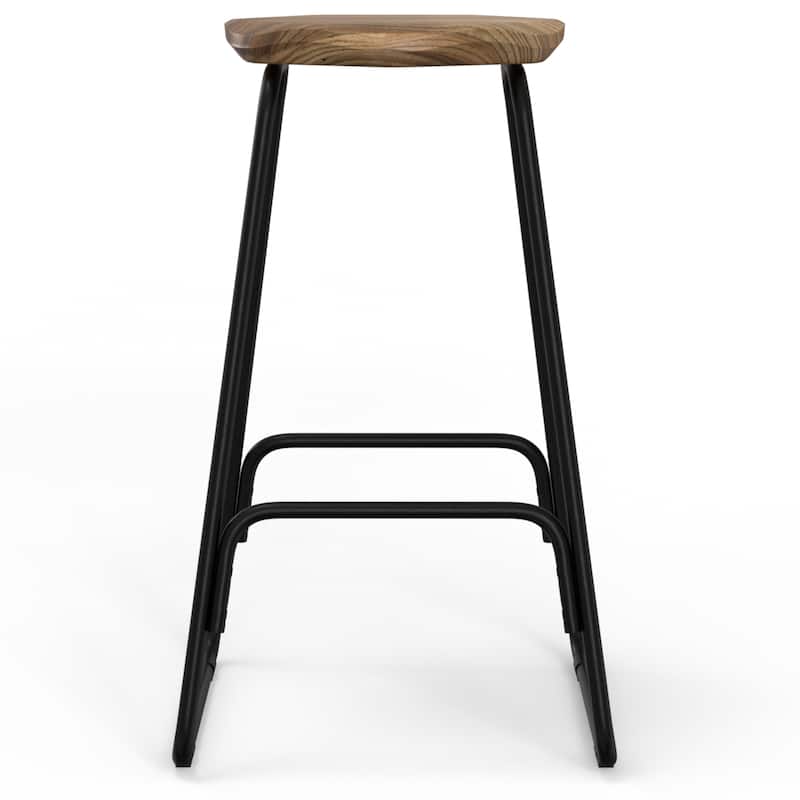 WYNDENHALL Bradley Industrial Metal Saddle Counter Height Stool (Set of 2) in Natural - 15.35" D x 15.35" W x 26.18"H