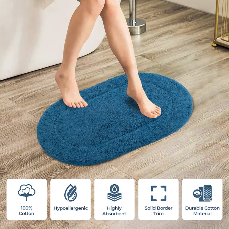 Superior Cotton Non-slip Oval Bath Rug - (Set of 2) - On Sale ...