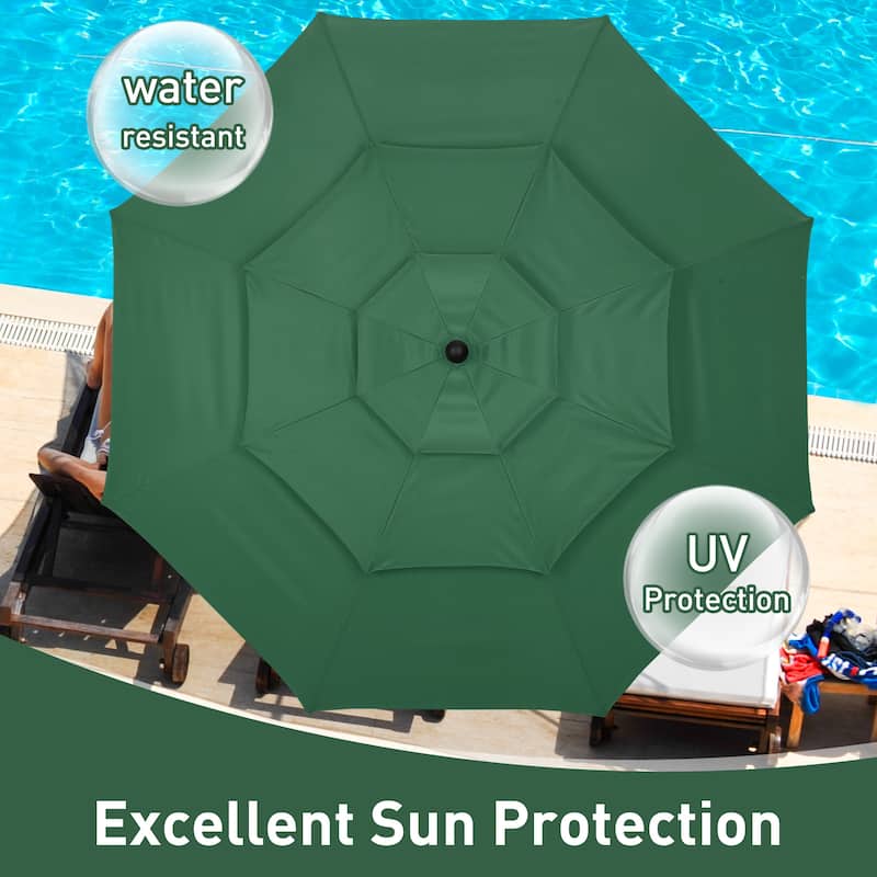 Autlaycil 10FT 3-tier Tilting Patio Umbrella With Base