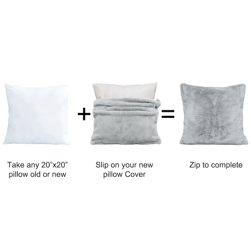 Solid Light Fauxfur Square Pillow Covers set of 2, NO INSERT