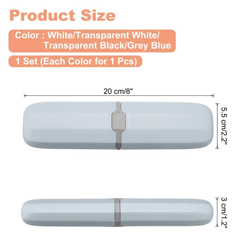 4pcs Travel Toothbrush Case Portable Toothbrush Holder for Home Travel - White, Transparent White, Black, Grey Blue