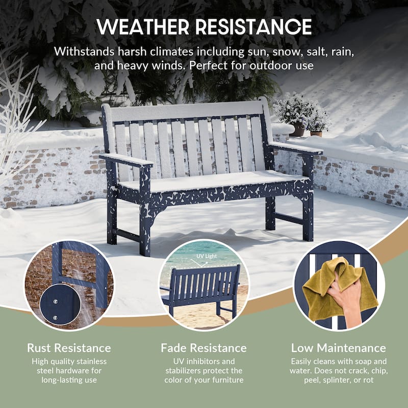 Polytrends Laguna 51" Outdoor Patio 2-Person Garden Bench