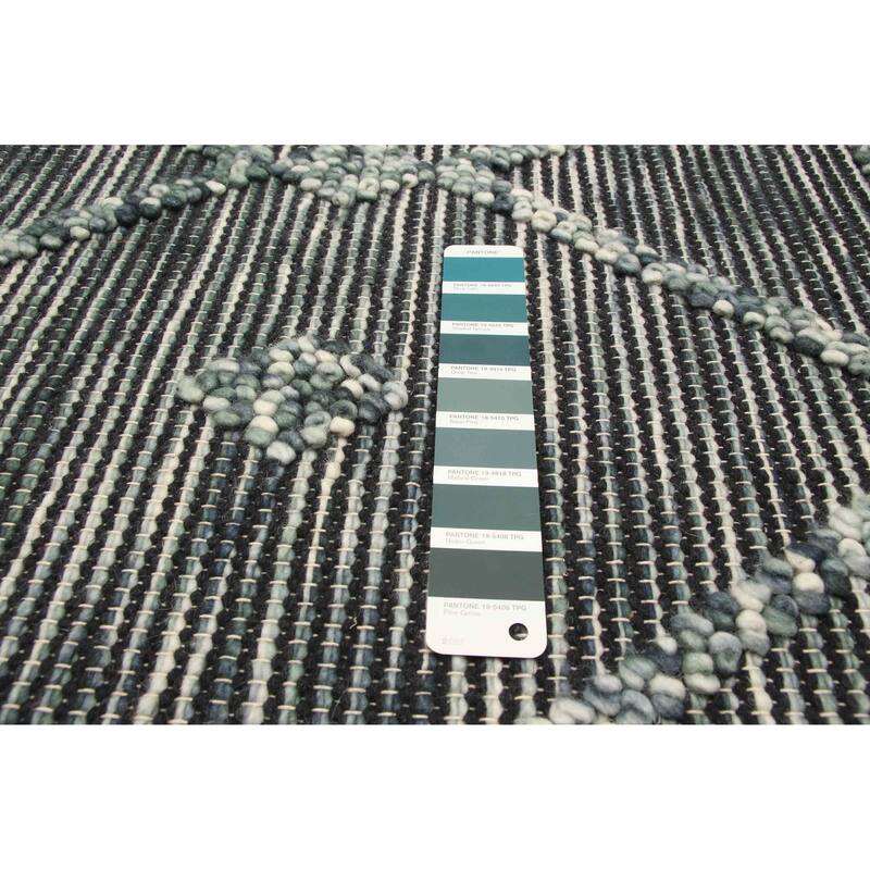 ECARPETGALLERY Braid weave Sienna Teal Wool Rug - 5'3 x 7'7