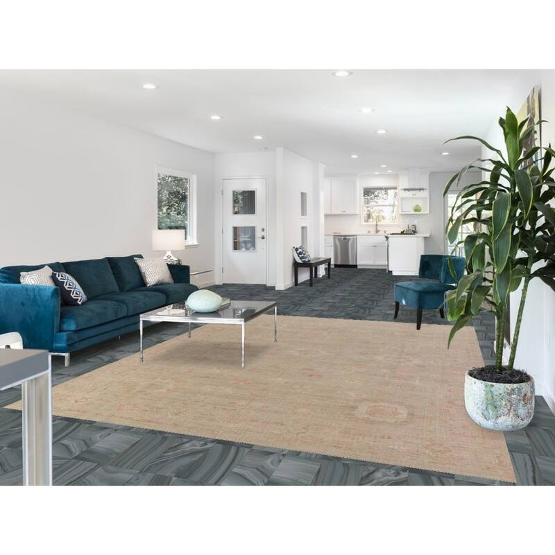 Hand Knotted Oriental 100% Wool Carpet Transitional All-Over Beige & Ivories Oushak Area Rug - 10' 0'' X 8' 0''