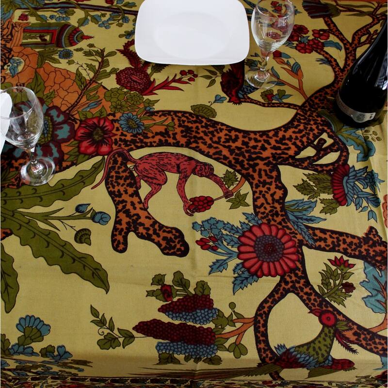 Light Weight Cotton Lively Tree of Life Tablecloth Rectangle