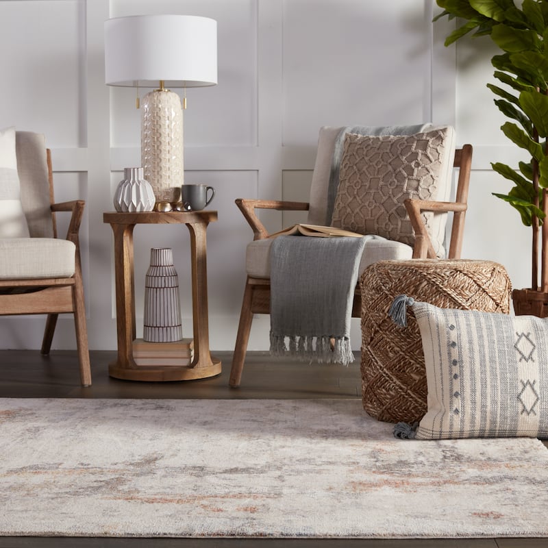 Heath Abstract Gray/ Red Area Rug