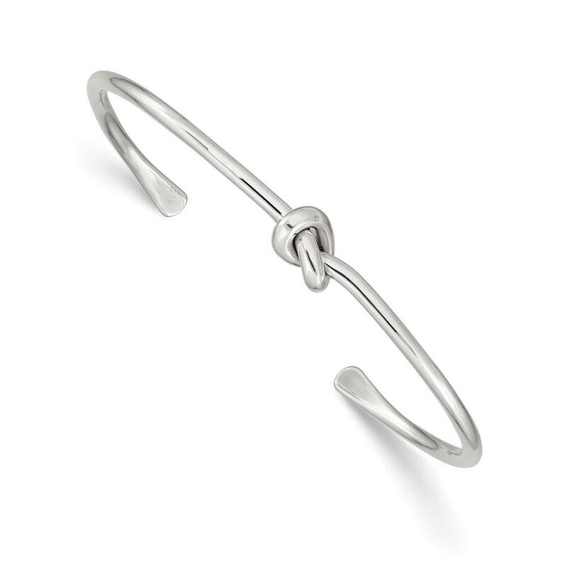 Curata 925 Sterling Silver Flexible Polished Knot Cuff Stackable Bangle Bracelet