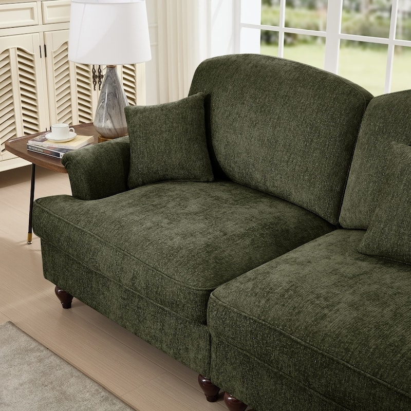 107.1" Modular Chenille L-shaped Sectional Sofa with Removable Ruffles Pleats Skirts