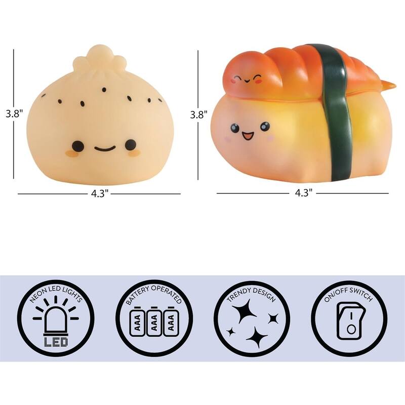 Urban Lifestyle Figural Squish LED Mood Lamp, 2 Pack