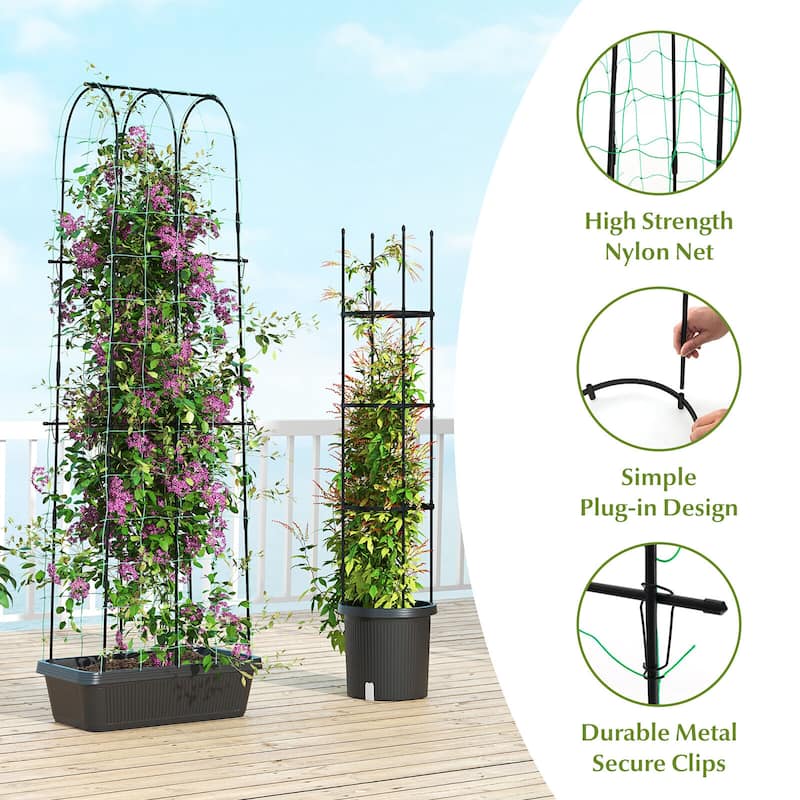 Gymax 2 Pack Garden Planters w/ Trellis Adjustable Height &