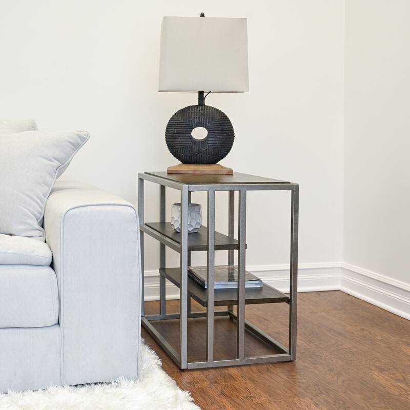 Roundhill Furniture Padena 3-Piece Metal Frame Wood Living Room Coffee Table and 2 End Tables Set