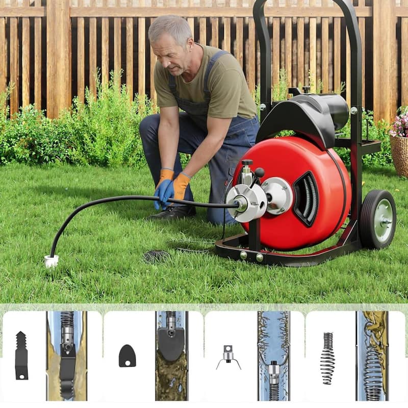 75FT 1/2 Inch Portable Electric Drain Auger, Drain Cleaning Machine