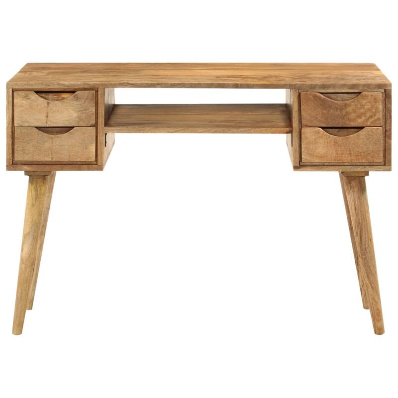vidaXL Desk Natural Mango Solid Mango Wood Medium Desk Rectangular