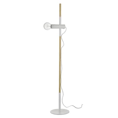 55 Inch Brown and White Reading Floor Lamp with Adjustable Head - 10” x 10” x 55.25”