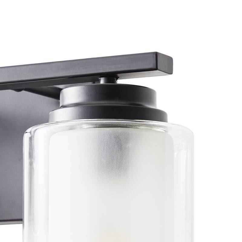 Modern 2-Light Bathroom Vanity Lighting Fixture with Cylinder Clear Glass