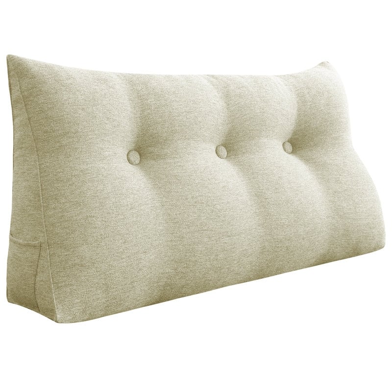 WOWMAX Bed Rest Wedge Reading Pillow Headboard Back Support Cushion - Twin - Ivory